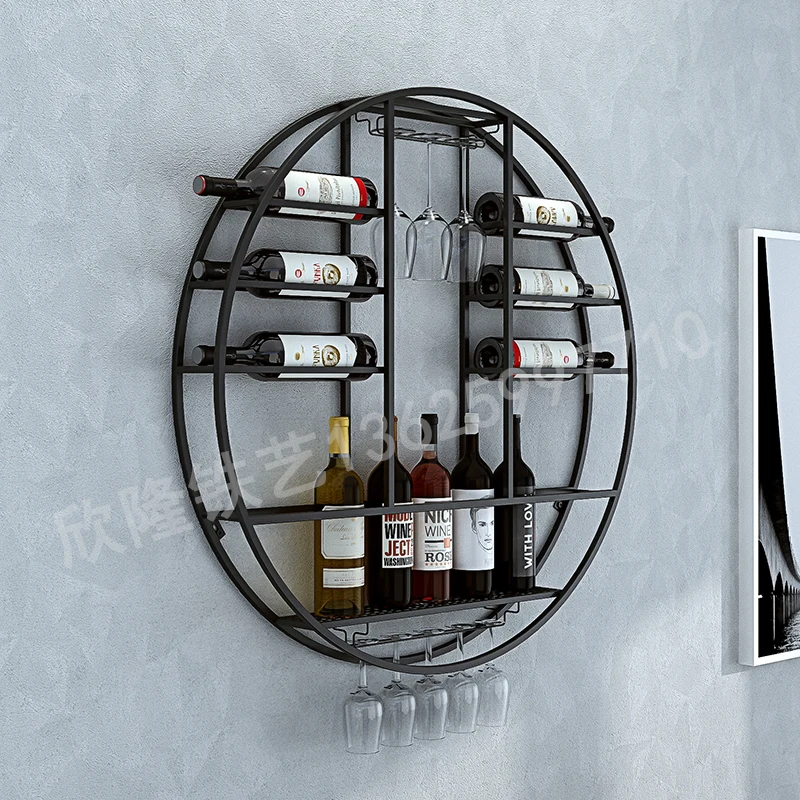 European style wall mounted minimalist modern red wine iron wine glass rack restaurant