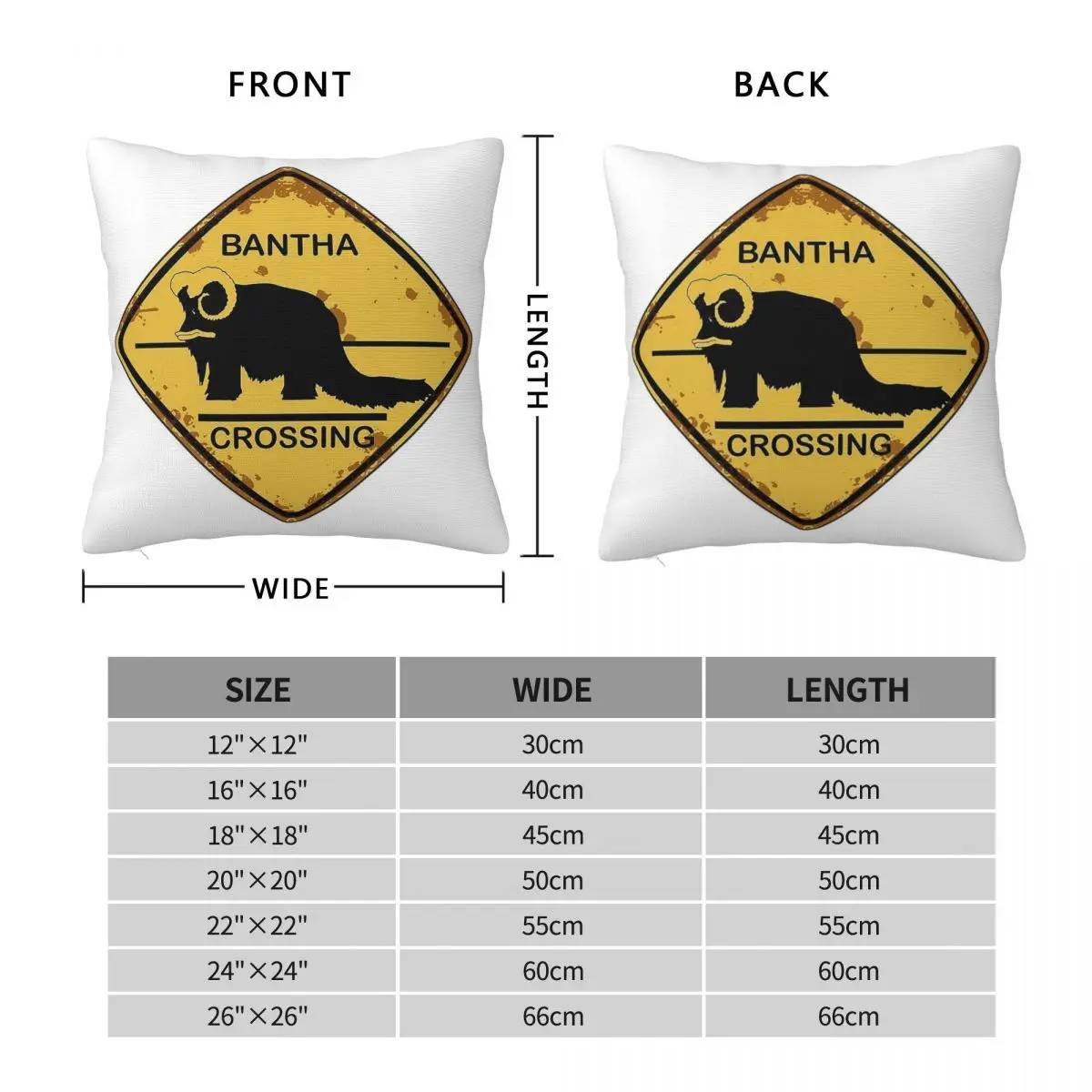 Bantha Crossing Traffic Sign Square Pillowcase Polyester Linen Velvet Creative Zip Decorative Pillow Case Home Cushion Cover