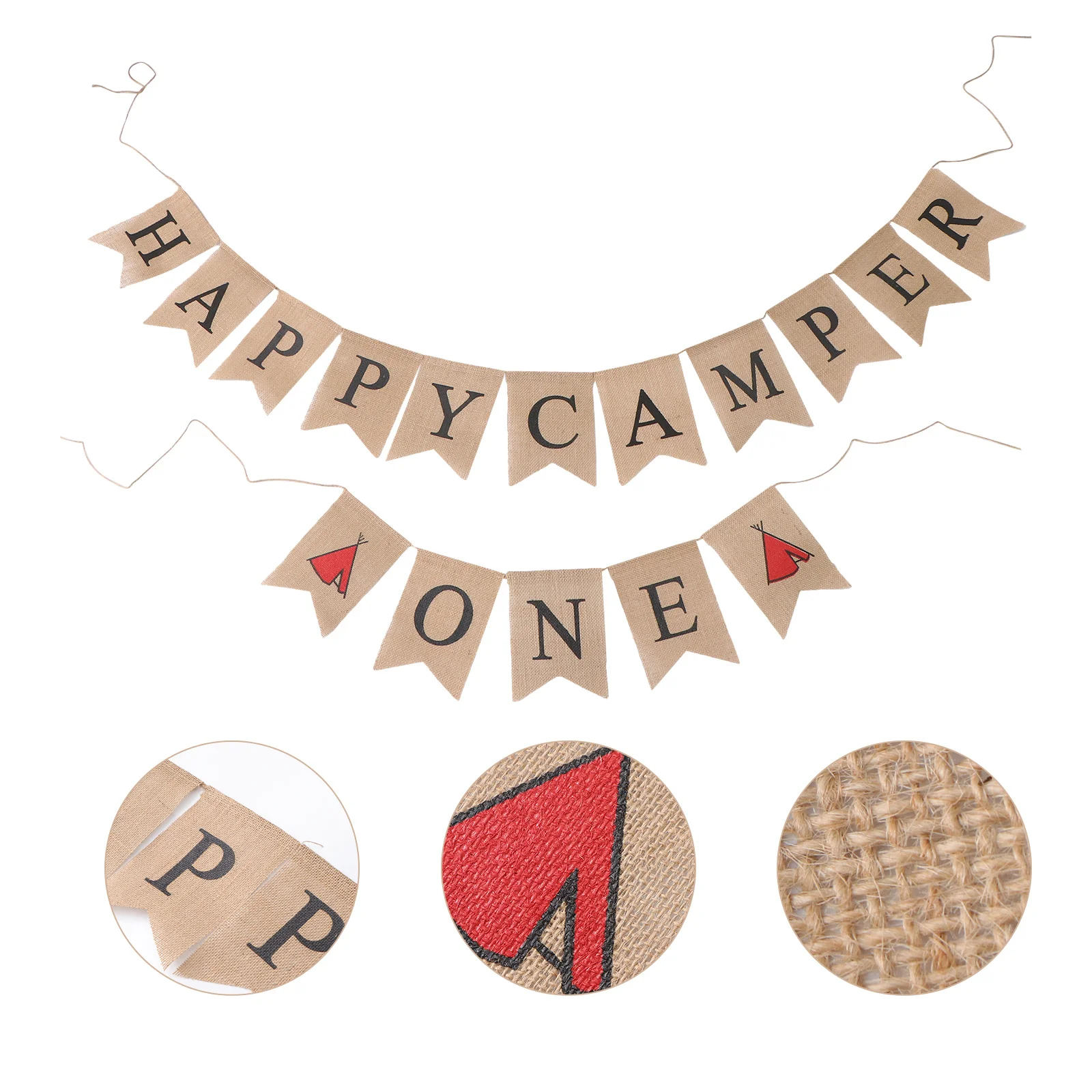 

Linen Camper Letter Printed Swallowtail Banner Durable Camp Theme Party Decoration Camp Flag Bunting Swallowtail Banner