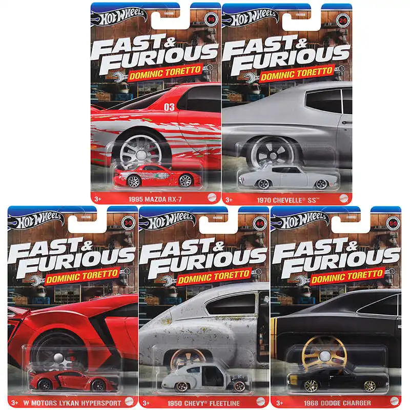 Hot Wheels Fast and Furious DOMINIC TORETTO HNR88 Miniature Cars Hotwheels 1/64 Car Model Diecast Hoteelws Carros Hotweheels