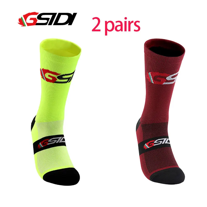 GSIDI 2 Pairs Cycling socks Men Outdoor Sports Socks Bike Professional Road Mtb Men Women Compression Racing running Bicycle