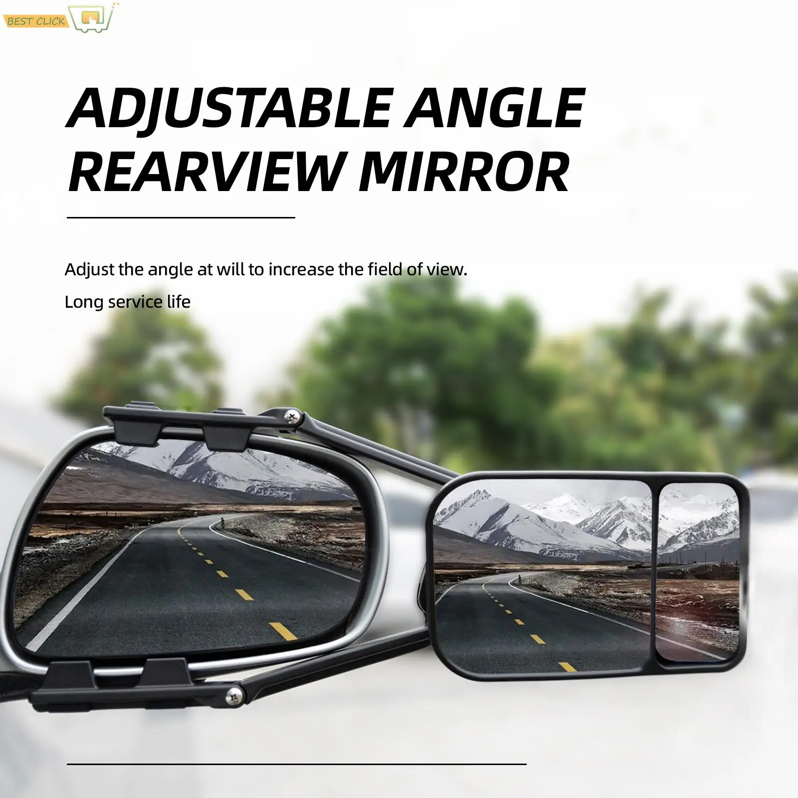 Universal Caravan Trailer Car Towing Mirror Adjustable Tow Mirror Extension Strap Rear View Mirrors Side Spot Blind Convex Truck