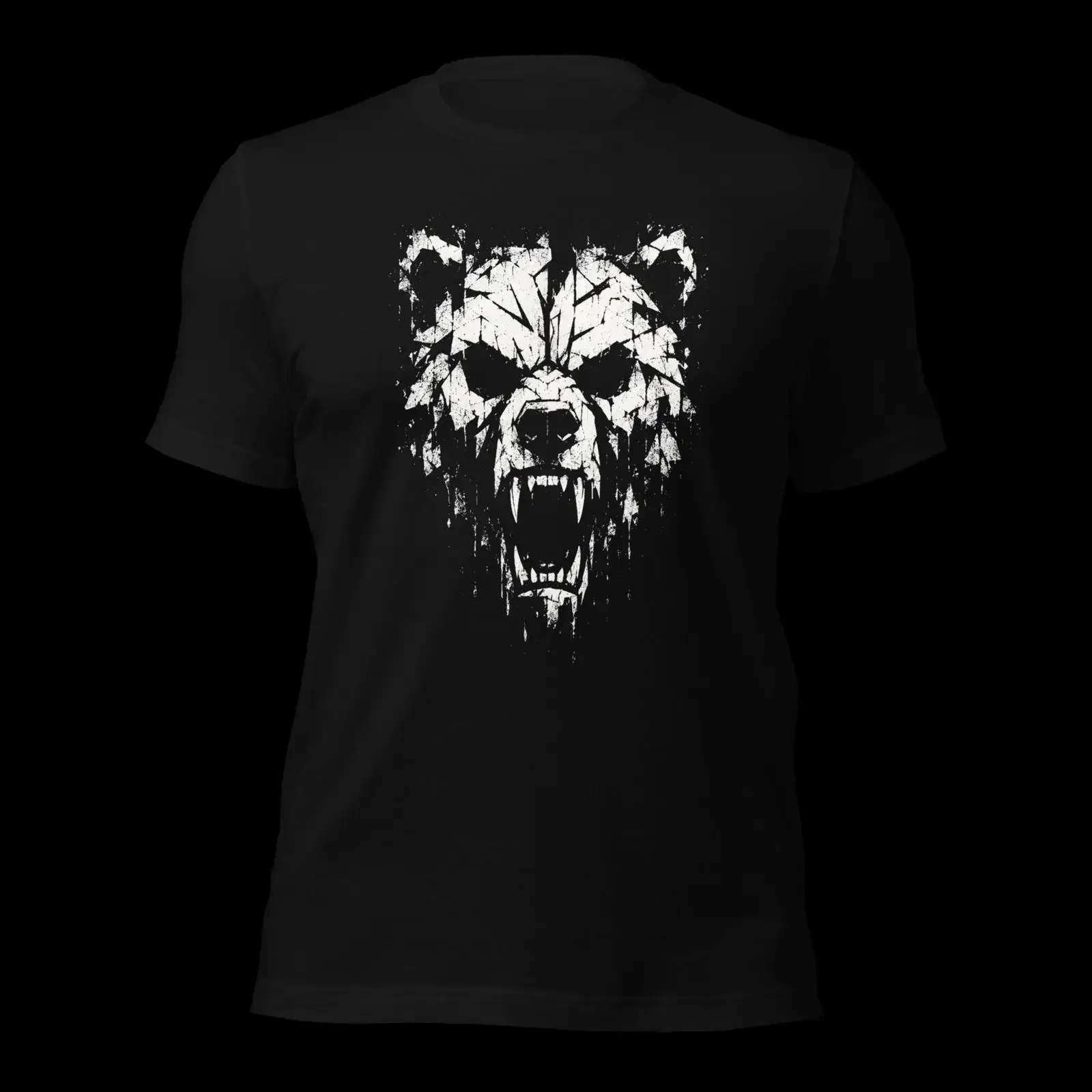 Geometric Bear Head T Shirt Grunge Polygon Animal Art Wilderness Streetwear vintage Washed Versatile Stylish streetwear homme