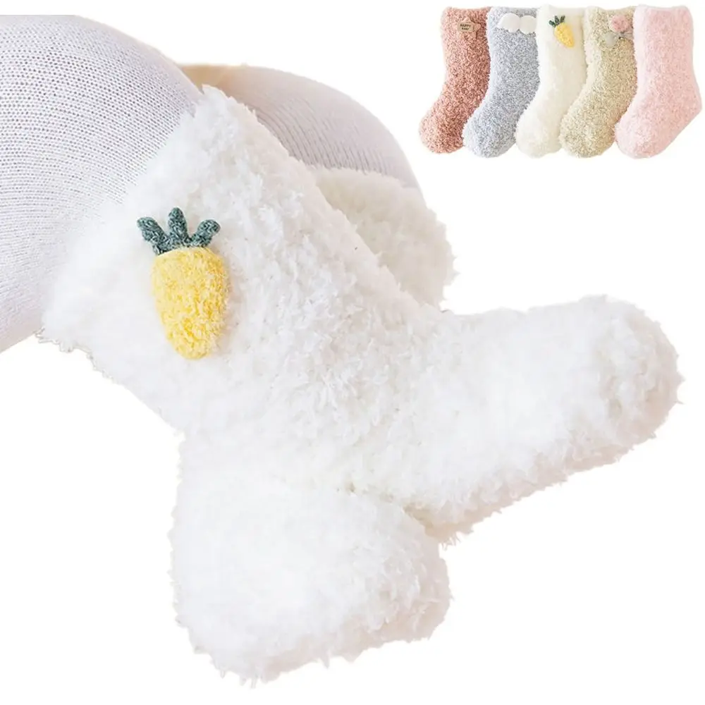 

New Coral Fleece Baby Socks Shoes Warm Soft Newborn Floor Socks Cartoon Anti Slip Warm Walking Shoes Winter