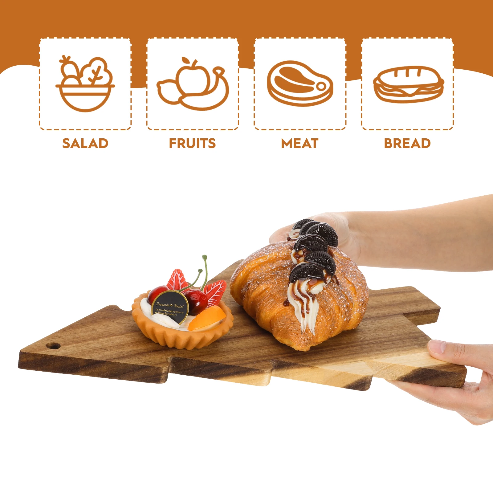 

Multi Functional Christmas Tree Chopping Board Wooden Tray Cheese Bread Pizza Serving Platter Festive Home Decor