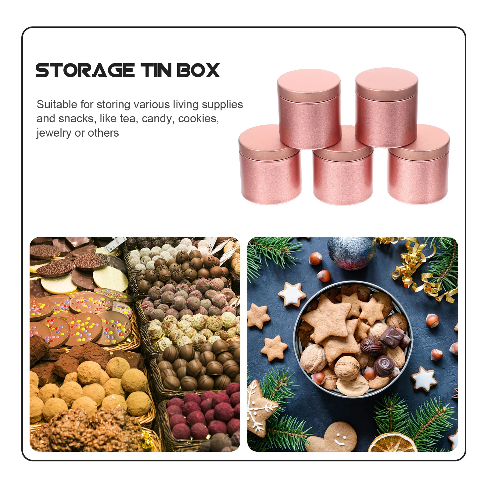 

5Pcs Tinplate Round Containers Small Tea Can Tea Jar Canister Tins Elegant Design Versatile Usage for Various Items