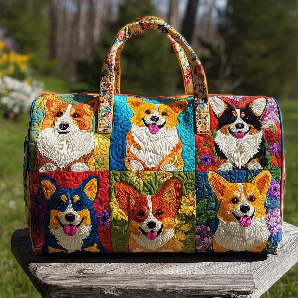 Dog Patterns Women Tote Bag Vintage Lightweight Canvas Shoulder Bag 3D Printed Patterns Large Capacity Travel Handbag Lady Girl