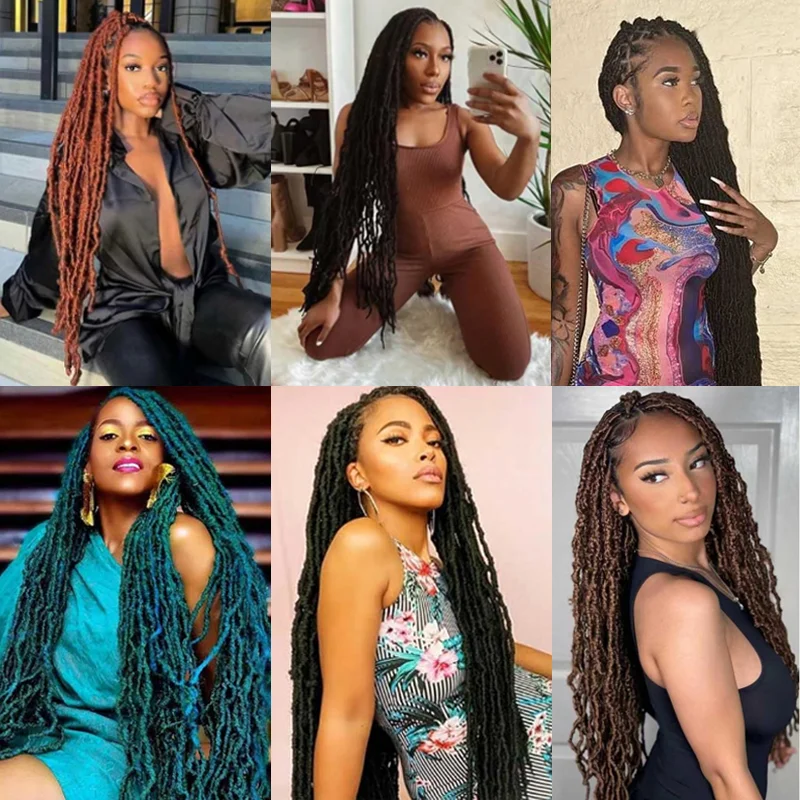 Locs sintéticos suaves marrones, 30 pulgadas, 7 paquetes de Color falso, 30 mechones de pelo de ganchillo, hebra entera, No Locs largos pre-bucle extendidos