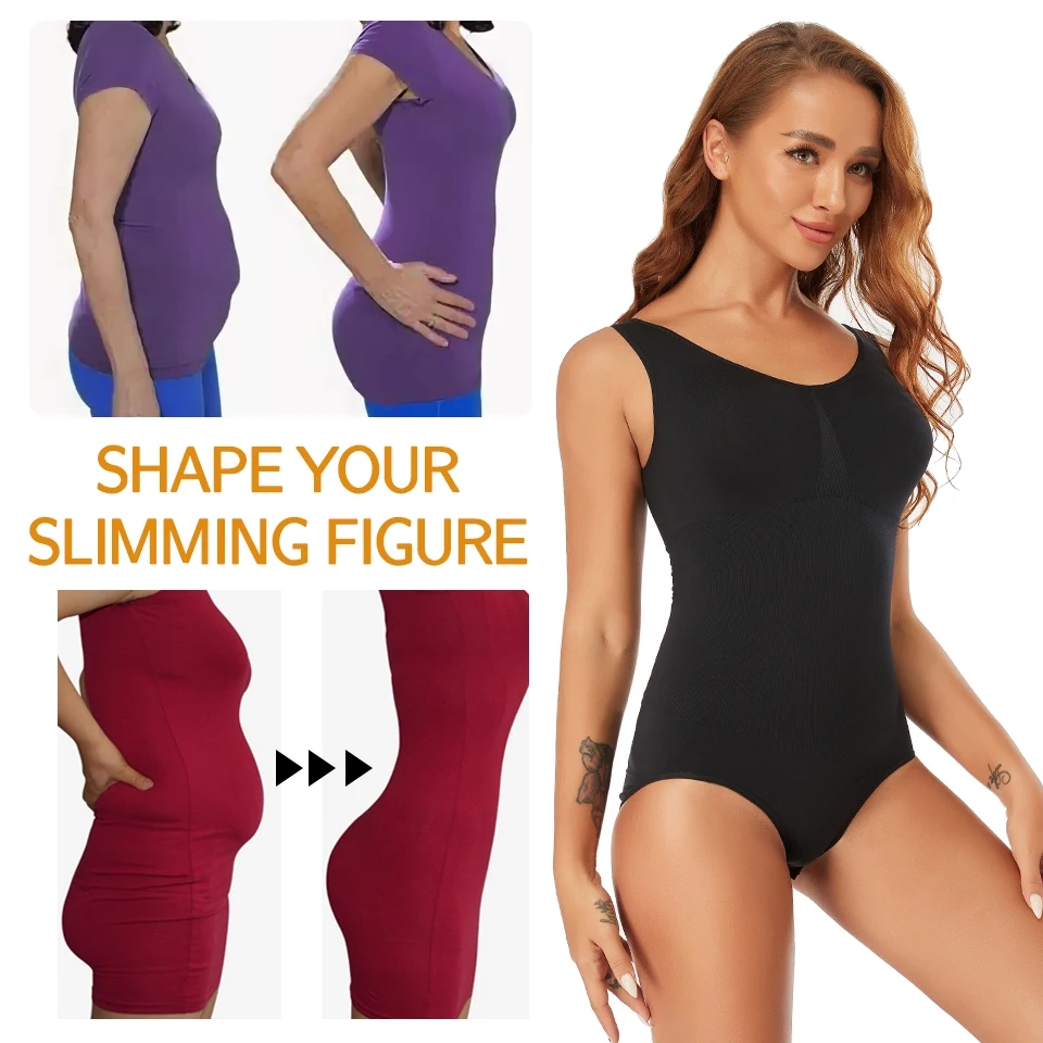 Women Shapewear Bodysuit Seamless Tummy Control Body Shaper Tank Tops Compression Shirts Waist Trainer Vest Slimming Underwear