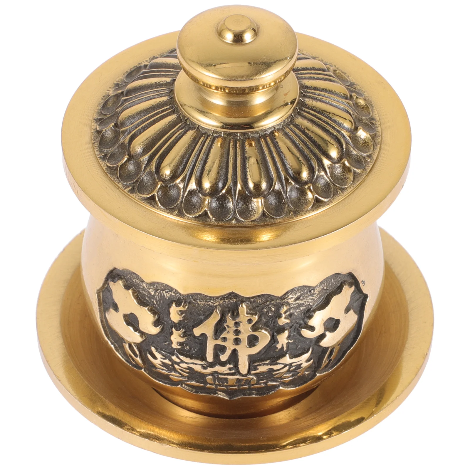 Premium Copper Buddhist Water Cup Exquisite Pattern Polishing Process Multi-Functional Home Temple Worship Offering Container