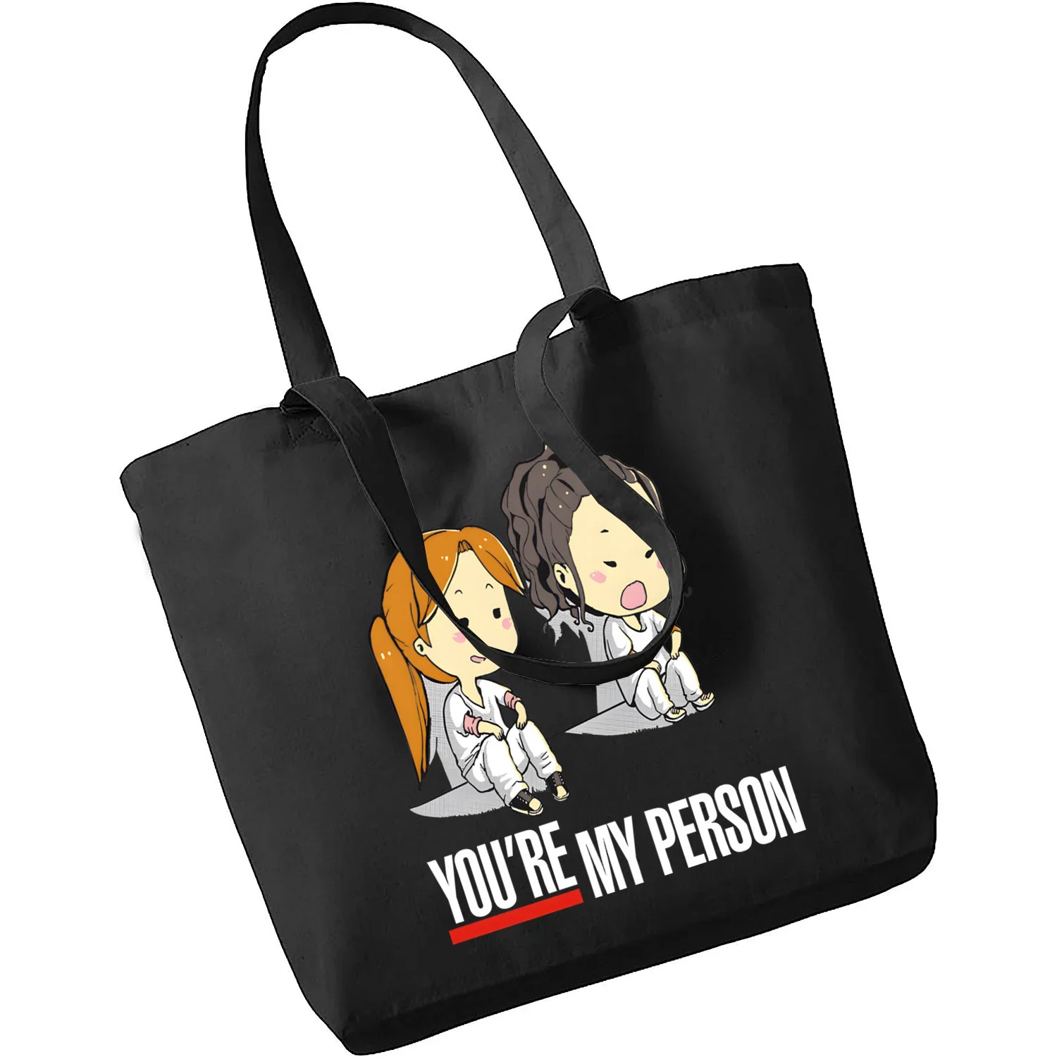 Greys Anatomy You\'re My Person Heart Shopping Bag Print Original Design White Unisex Fashion Travel Canvas Bags