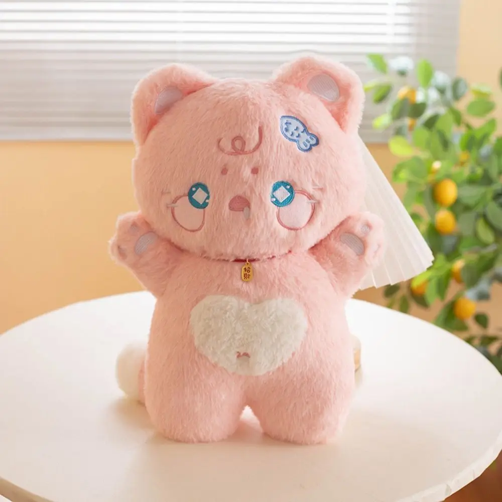 富を引き寄せる可愛い猫ぬいぐるみ PPコットン 手を振る白猫ぬいぐるみ枕 38cm ソフト黒猫ぬいぐるみ 子供 女の子向け