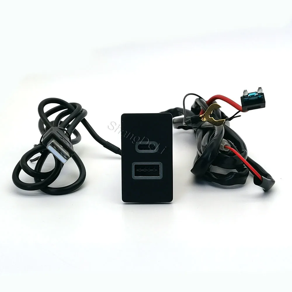 1 قطعة صالح لتويوتا كورولا LC80 سيارة المزدوج USB نوع-C PD شاحن الصوت راديو U-القرص فلاش المقبس محول الشحن