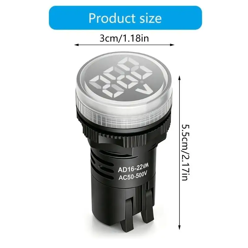 Round Electrical Line Meter, 22 mm Panel Mount LED Readout for Control Cabinet Wiring and Equipment Review Use D2RD