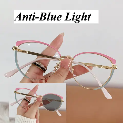 패션 빈티지 안티 블루 라이트 포토 크로 믹 안경 여성 고양이 눈 삼각형 색상 변경 선글라스 눈 보호 안경