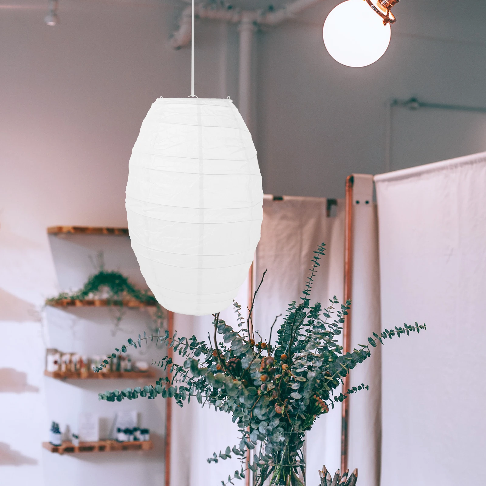 

Chandelier Shade Folding Lantern Cover Foldable Paper Light Lampshade Metal Oval Hanging