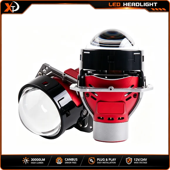 XTG 3 Inch LED Bi LED Projector Lens 120W Dynamic Steering Follow Light High Low Beam Headlight Retrofit Upgrade Car Accessories