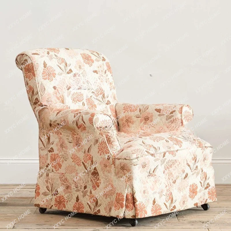 Light Luxury Printed Chair  Country Style Single Sofa Living Room Lounge Chair