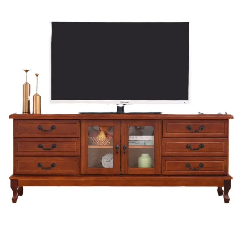 

American solid wood TV cabinet Modern simple household furniture bracket European coffee living room TV cabinet