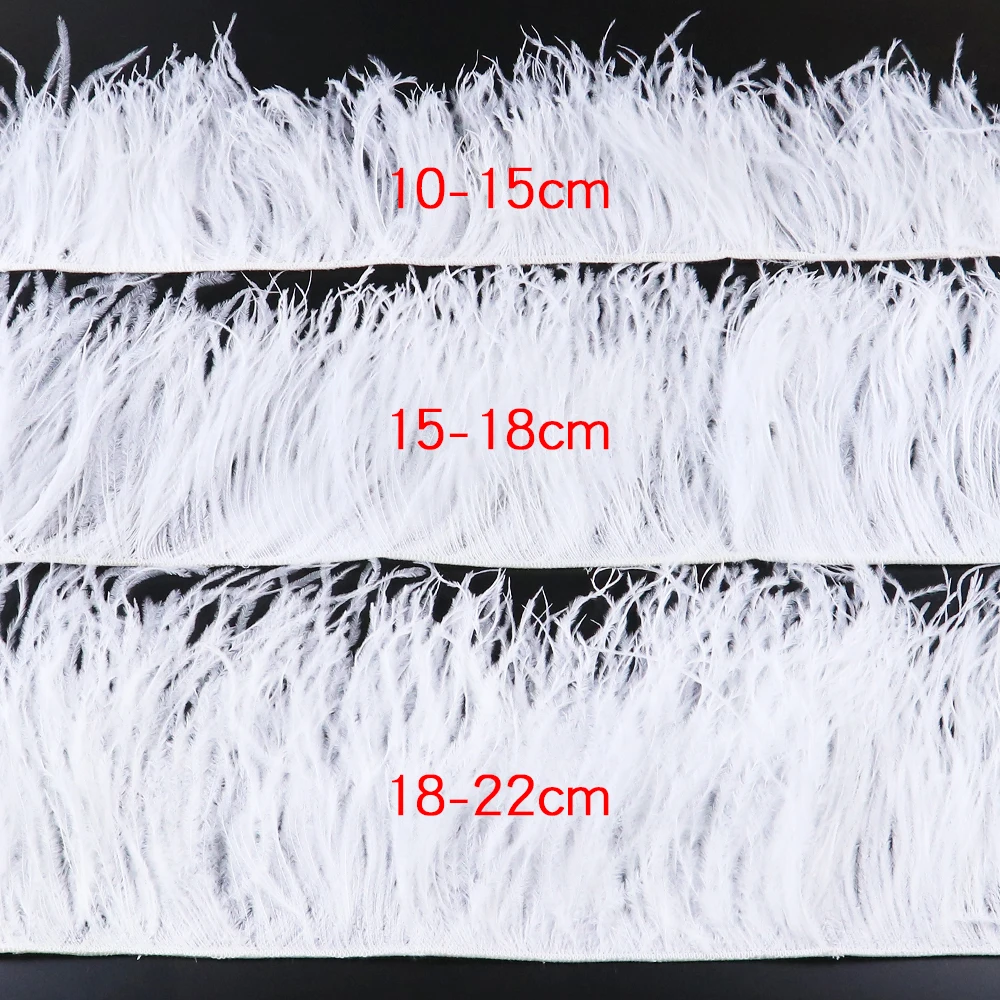 Custom Colored Ostrich Feather Ribbon Trim 10-22cm Long for Wedding Party Dress Clothing Sewing Accessories Decor Plume Fringe