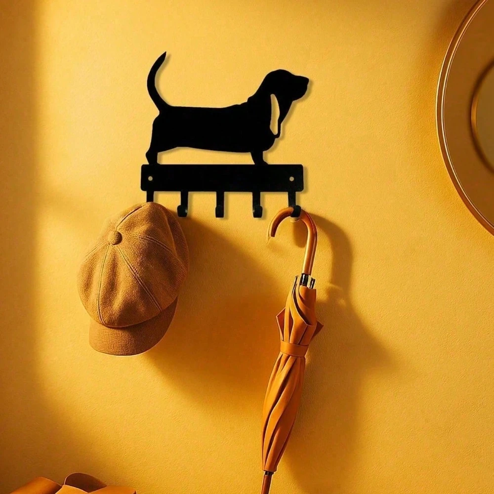 Gantungan Dinding Motif Jejak Kaki - Mudah Dipasang, Organizer Besi Hitam untuk Tali Anjing, Kunci & Topi |   Dekorasi Dinding Rumah Pertanian untuk Pintu Masuk