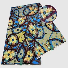 Tecido estampado de cera de algodão africano, tecido de cera grand super Hollandais, glitter de cera dourada, 6 jardas por peça