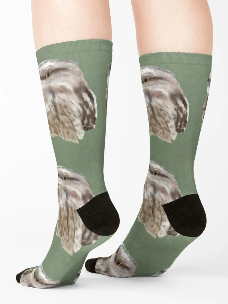 Tawny Frogmouth Portrait Socks بالجملة مصمم العلامة التجارية عدم الانزلاق ساخنة الرجال الجوارب الفاخرة المرأة