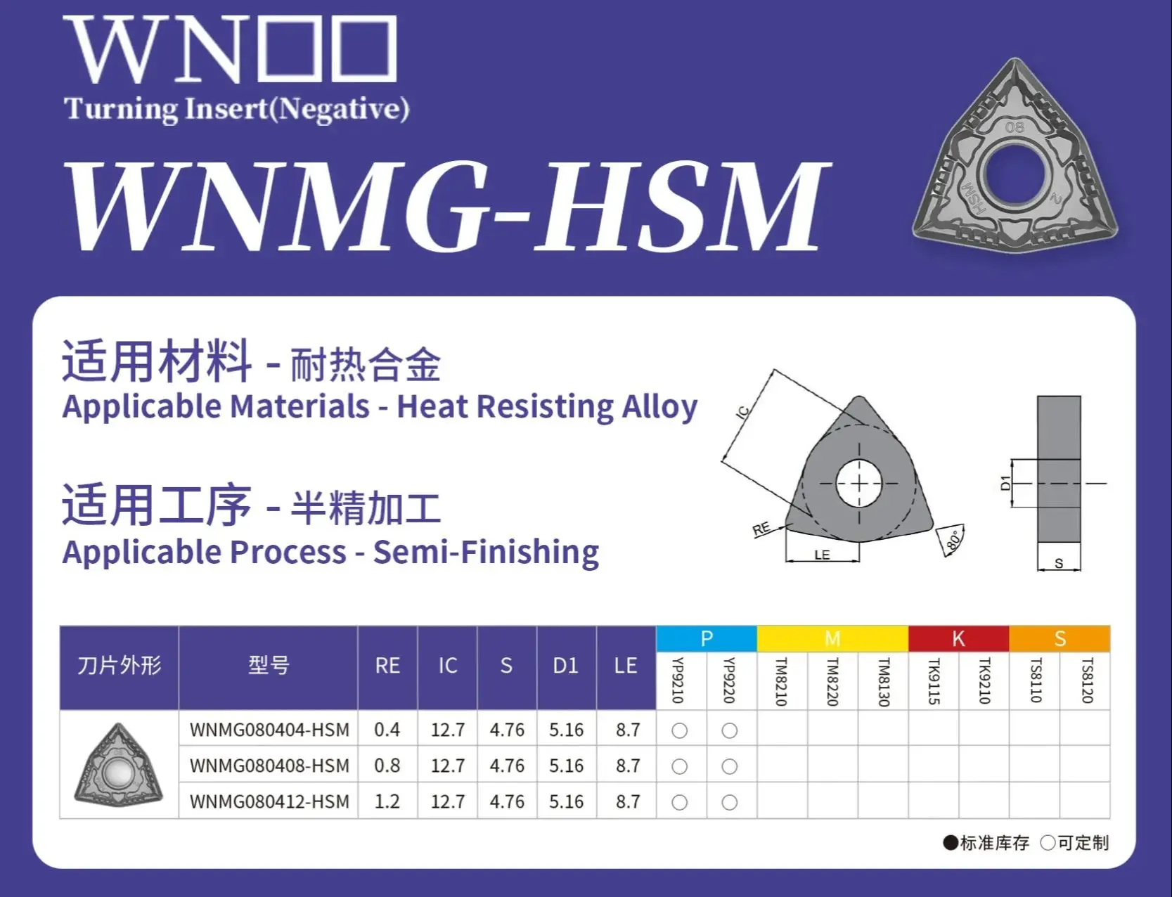 WNMG080408-HSM-YS8210 Carbide Insert  WNMG Inserts