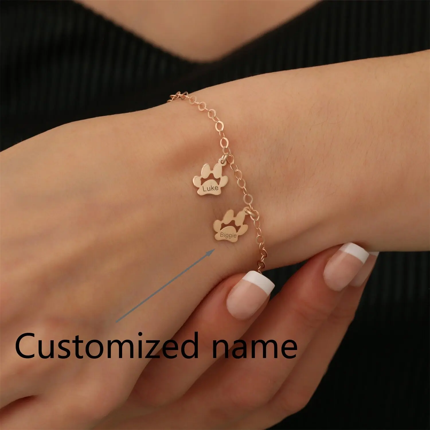 Tiny Dog Paw Bracelets Minimalist Dangle Paw Print Name Charms Bracelets Cat Paw Bracelets Pet Loss Bracelets Pet Memorial Gift