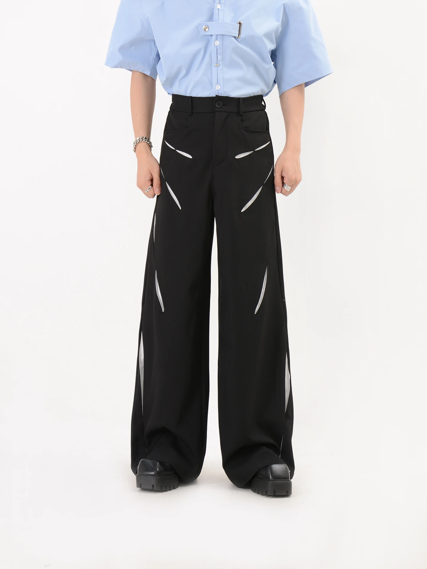 

Нишевый дизайнерский дизайн, деконструктивная строчка, повседневный костюм, брюки, мужские свободные прямые широкие брюки