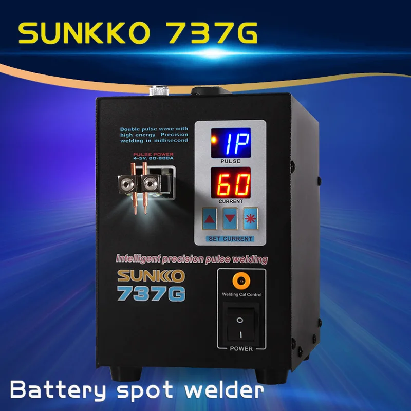 SUNKKO 737G Battery Spot เครื่องเชื่อม 2.8KW ดิจิตอลจอแสดงผลจุดเชื่อมเครื่อง 18650 แบตเตอรี่เชื่อม Double Pulse Spot Welders