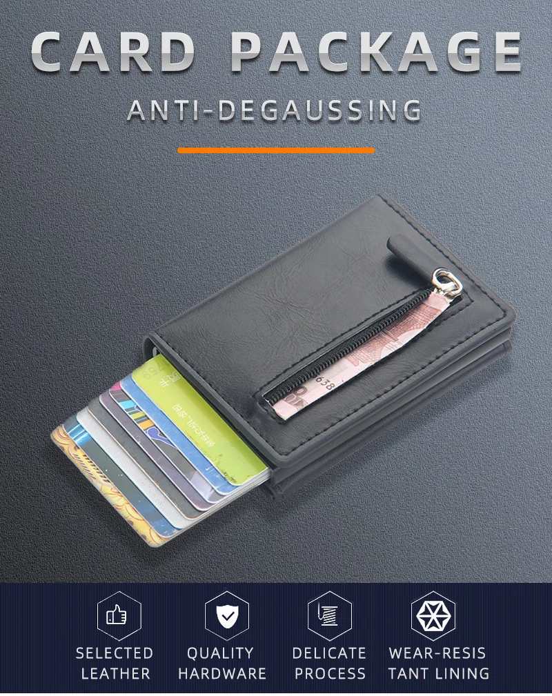 Pop Up Credit Card Holder Wallets Men Slim Rfid Blocking CardHolder Card Money Bag Coin Pocket PU Leather Short Wallets for Men