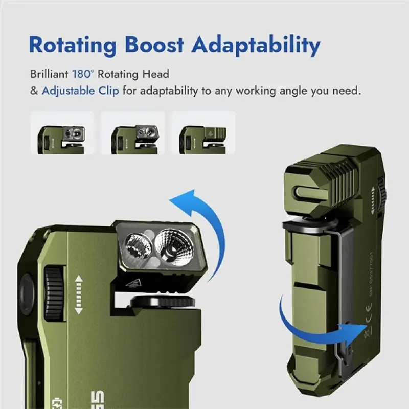 AS60-G5 Edc Light 400 Lumens,Rechargeable Pocket-Sized Flashlight With Magnetic Base High-Lumen Output Mini Green