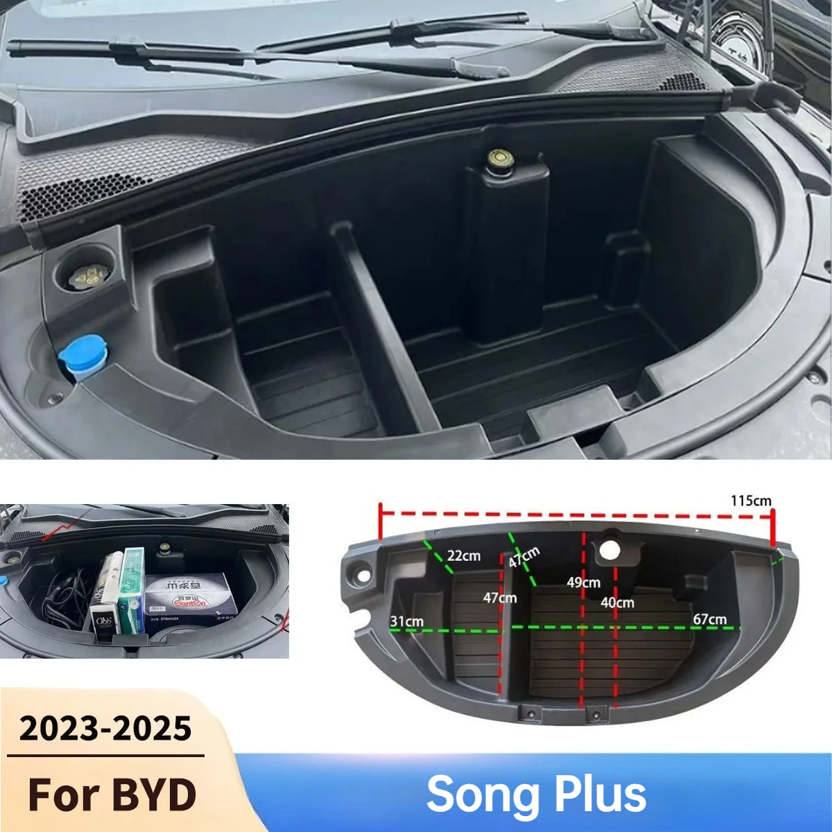 

For BYD Song Plus 2023-2025 Front Trunk Storage Box Car Interior Storage Rear Trunk Storage Box Interior Accessories Tuning
