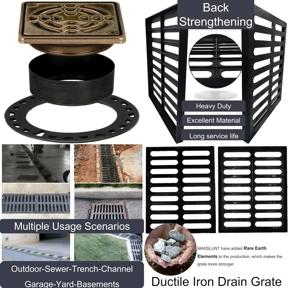 

Shower Grate Kit with Integrated Slope for Tile Showers - 4 Grate Size, Square, Ideal for Drainage Systems