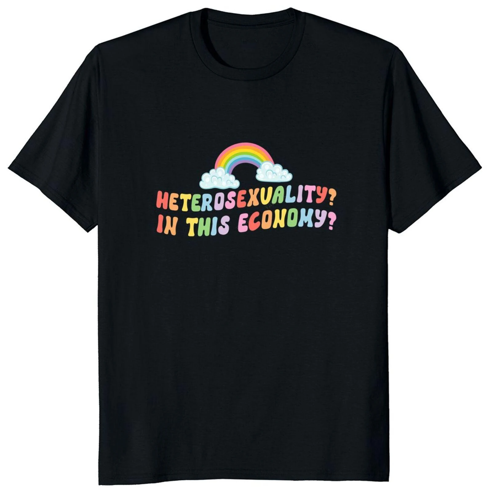 Retro LGBTQ Gay Pride Gift teeshirt O-neck Cotton Unisex Casual T-shirts EU Size Men top Heterosexuality In This Economy T Shirt