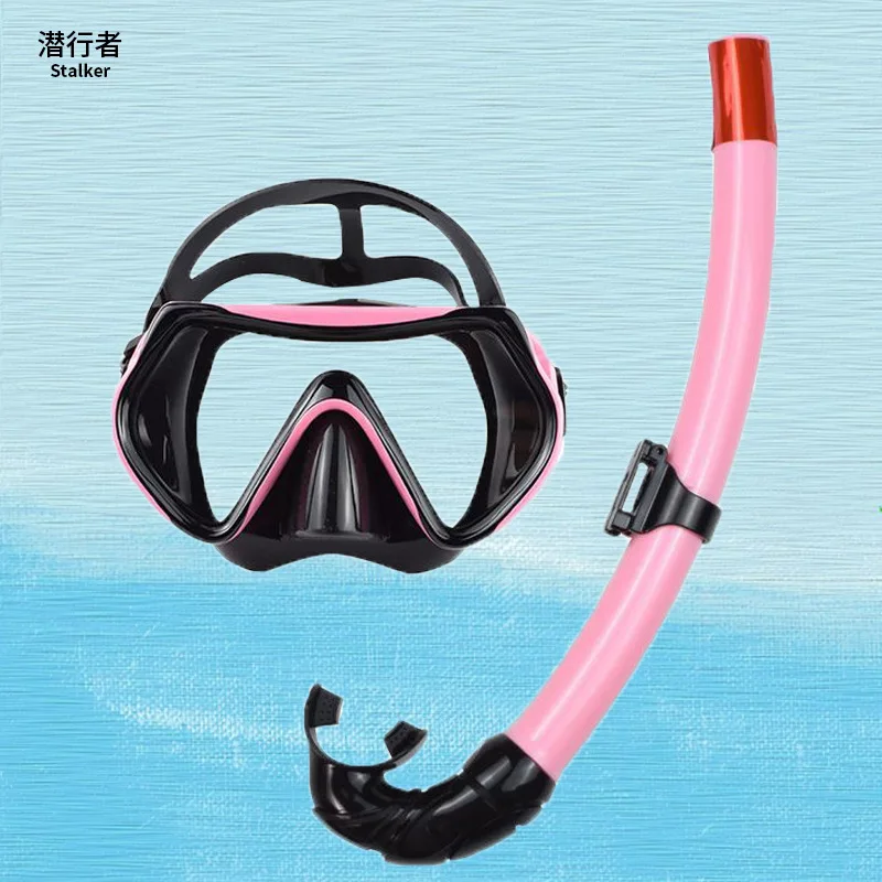 Diving Goggle Adult Large Frame Wet Snorkel Set Snorkeling Two Treasures Diving Goggle Silicone Bite Size