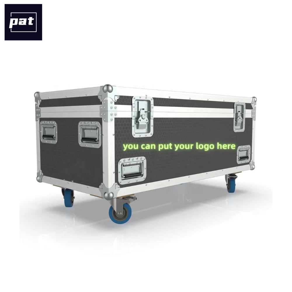 Flight Case with Wheels fit for Loudspeakers, Waterproof Road Case, 5mm EVA Padding, Zinc-Coated Steel Cable Management Trunk