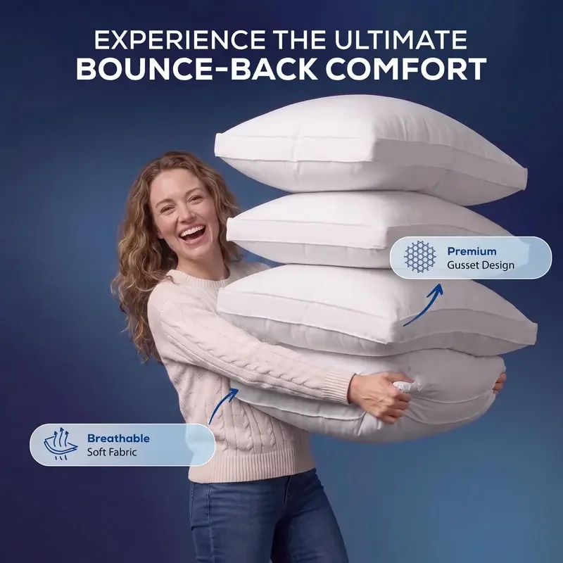 4-Pack Gusseted Hotel Bed Pillows 1