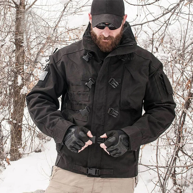 Giacca Tattica Invernale Uomo Militare | Softshell Impermeabile Antivento Con Cappuccio E Tasche Multiuso