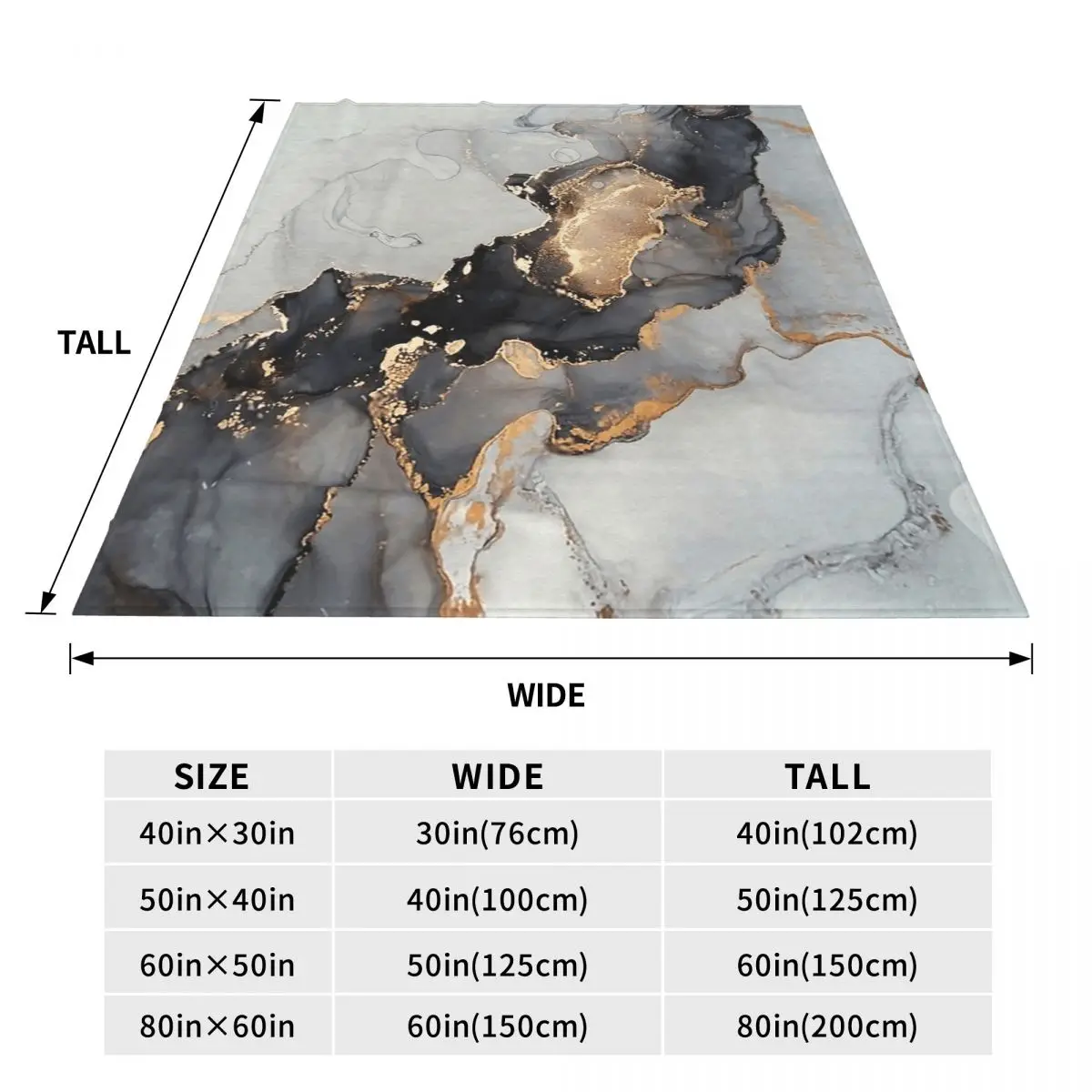 Marble Veins Black And White Golden (7) Blankets Soft Warm Flannel Throw Blanket Plush for Bed Travel Home Couch