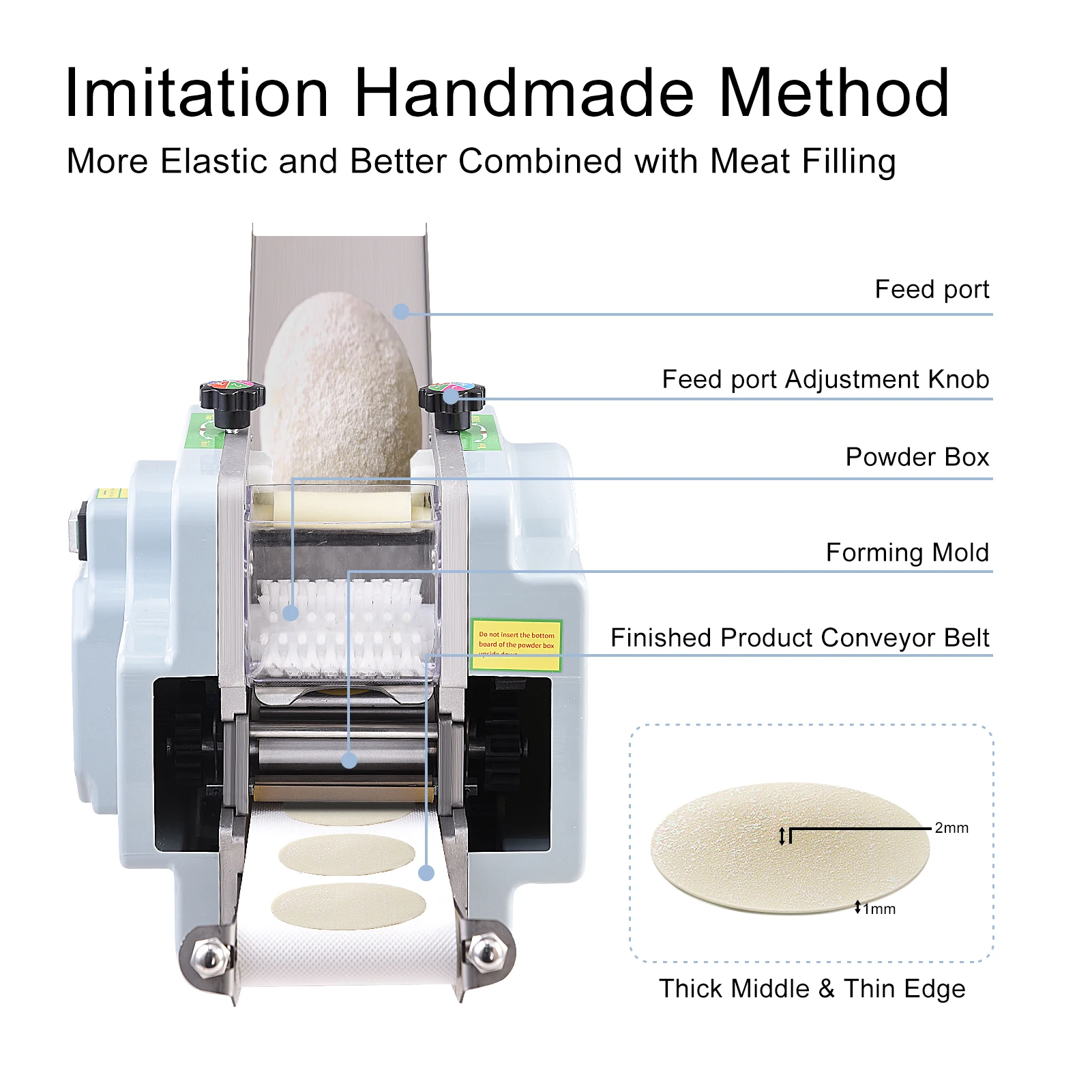 Dumpling Skin Maker 110V 140W Electric Wonton Skins Maker 50-60Pcs/Min Automatic Wrapper Maker