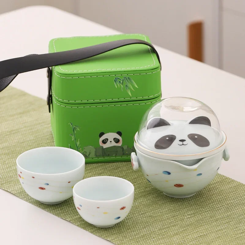 Cute Panda Travel Set for Company Colorful Tea Ceremony Set Teapot Mate Meetings as a Gift to Customers for High-end Business