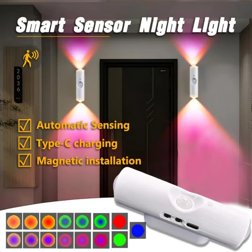 

Smart LED Night Light RGB Gradient Ambient Wall Lamp with Motion Sensor Color Changing Motion Light for Stairs Wardrobe Cabinet