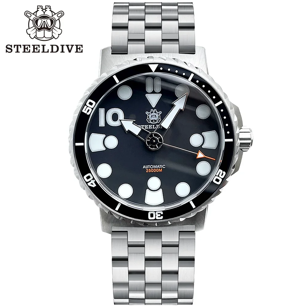 

STEELDIVE SD1982 Blue Luminous 46.5MM Case 25000M Waterproof Thick Sapphire Glass Ceramic Engineer Bracelet NH35 Dive Watches