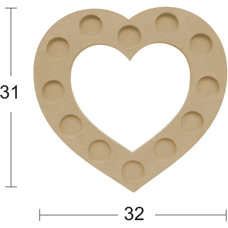 M09 Big-Hearted T-Light Candle Holder, Unpainted Mdf Wooden Candle Holder