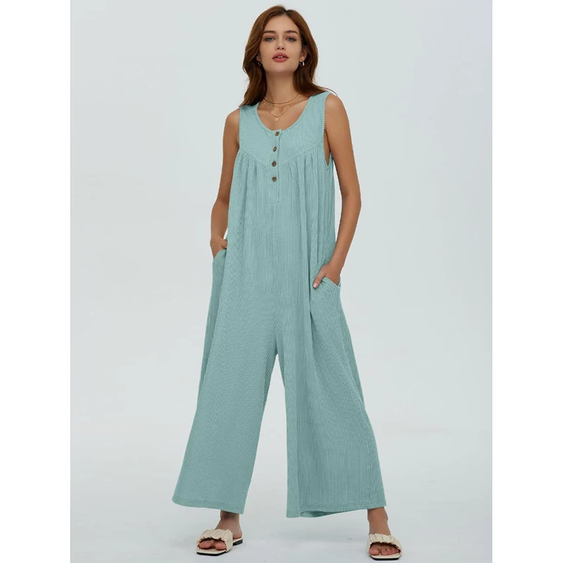 Mono con bolsillos para mujer, ropa holgada informal, estilo europeo y americano, novedad de verano, 2024