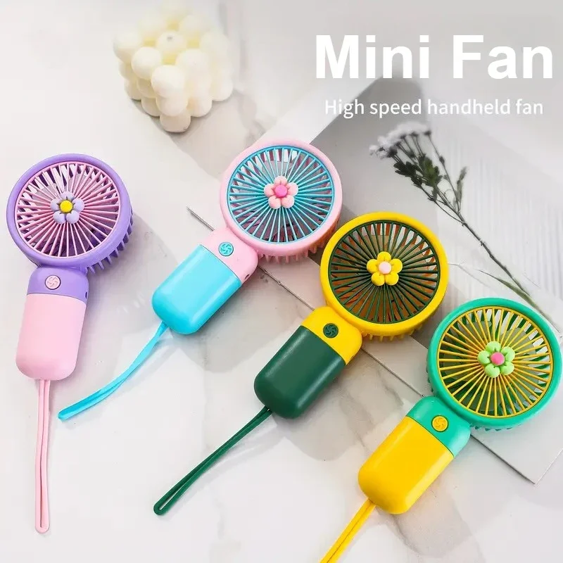 

Мини-USB перезаряжаемый портативный вентилятор, ручной вентилятор, электрический, летний для дома, для улицы, стоящий, мобильный, удобный, с милым цветком