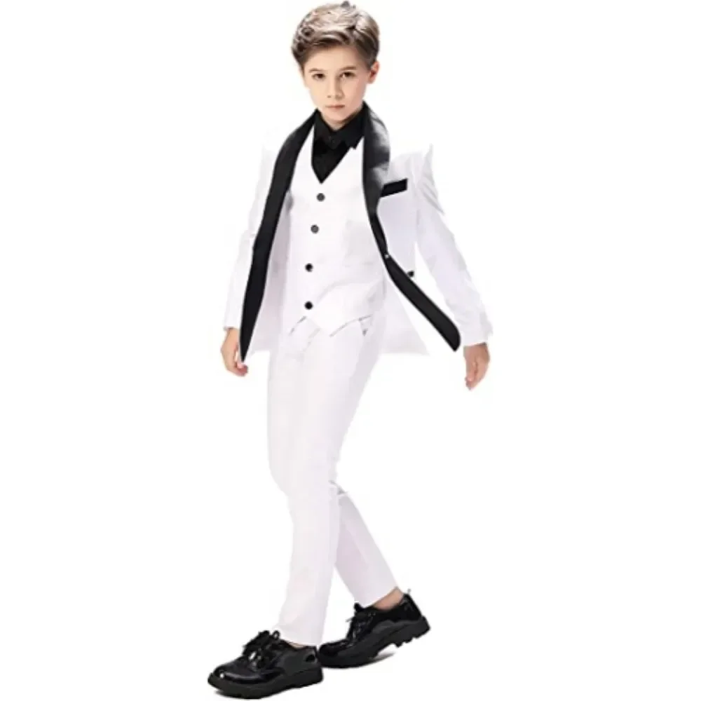 

Formal Boys Suit Set 3-16 Years 3 Pieces Notched Lapel Tuxedo Slim Fit Boy's Suit Set Wedding Birthday Party Blazer Vest Pants