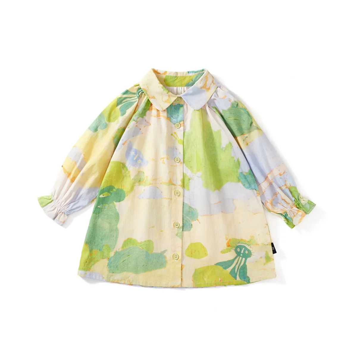 2024 Spring New in Kids Baby Girls Cute Clothes Children Full Sleeve Oil Painting Style Lapel Shirt Dress Toddler Outwear 2-7Y